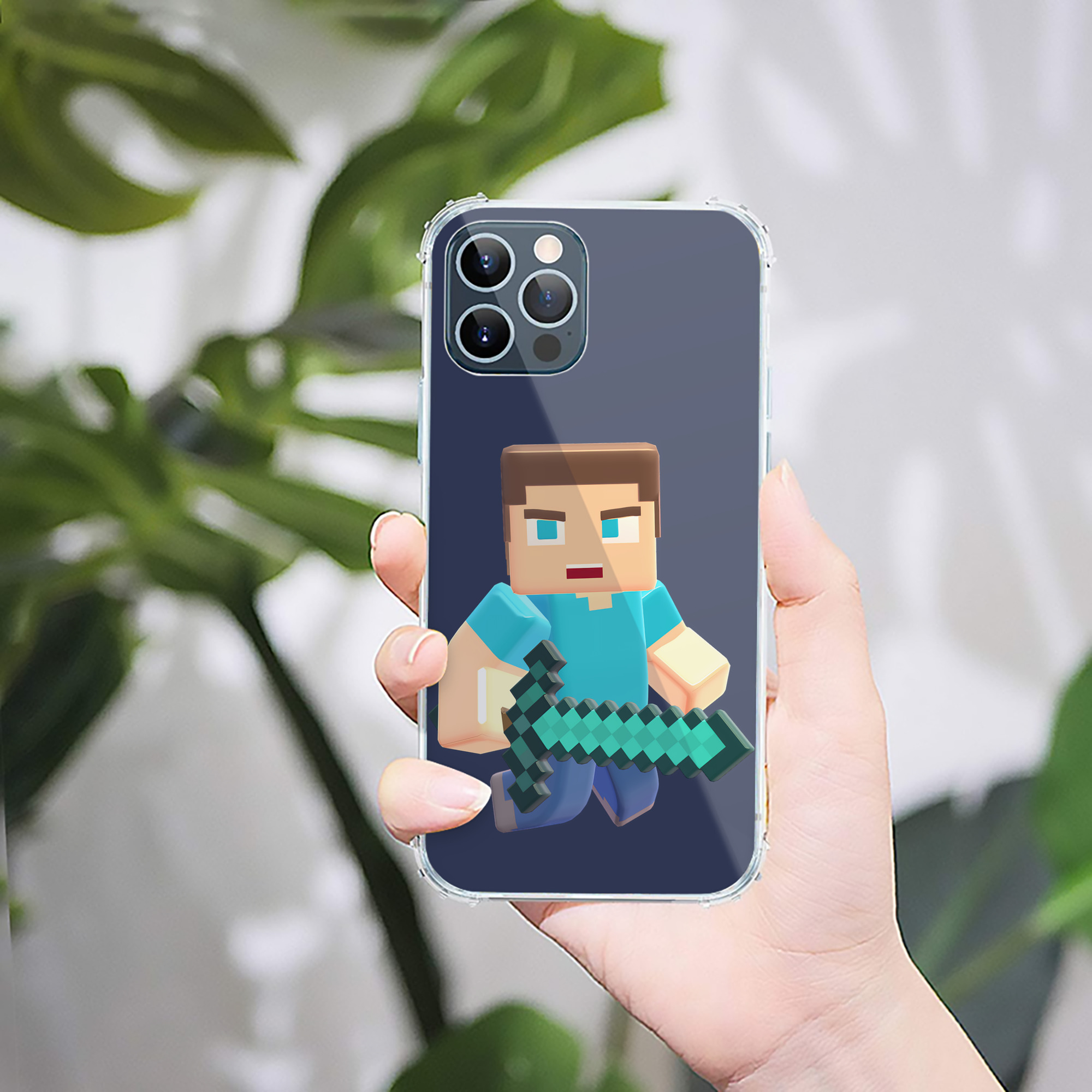 （画像用） マインクラフト ブロックの世界 Minecraft MC Block world 【iPhone 12シリーズ対応】透明スマホケース（クリアソフトケース）
